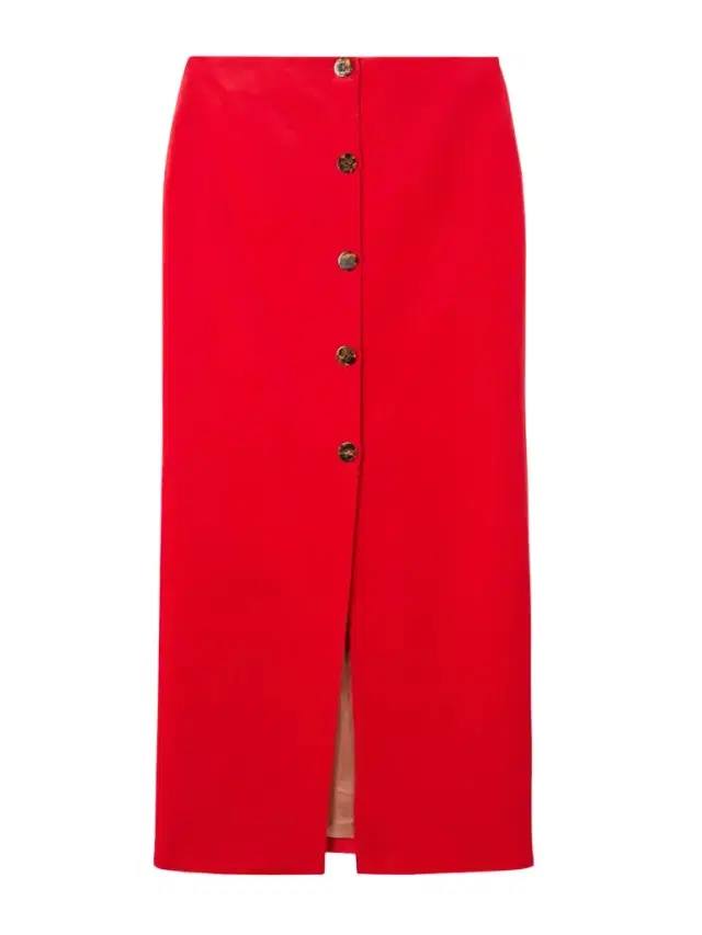 Jealousy Malaya Button-embellished Cotton And Linen-blend Velvet Midi Skirt Jealousy Malaya Button-embellished Cotton And Linen-blend Velvet Midi Skirt