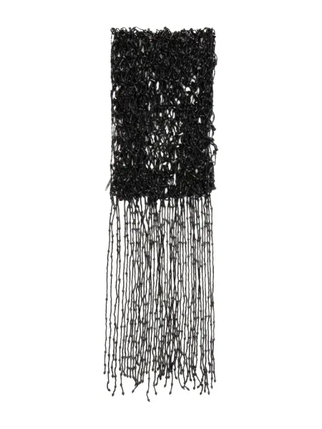 Fringed Embellished Beaded Scarf