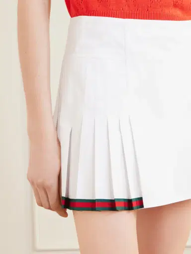 Gucci Webbing-trimmed Pleated Cotton-poplin Mini Skirt | Thumbnail 4 Gucci Webbing-trimmed Pleated Cotton-poplin Mini Skirt | Thumbnail 4