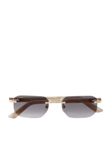 Cartier Eyewear Signature C Rimless Rectangular-frame Gold-tone And Acetate Sunglasses | Thumbnail 1 Cartier Eyewear Signature C Rimless Rectangular-frame Gold-tone And Acetate Sunglasses | Thumbnail 1
