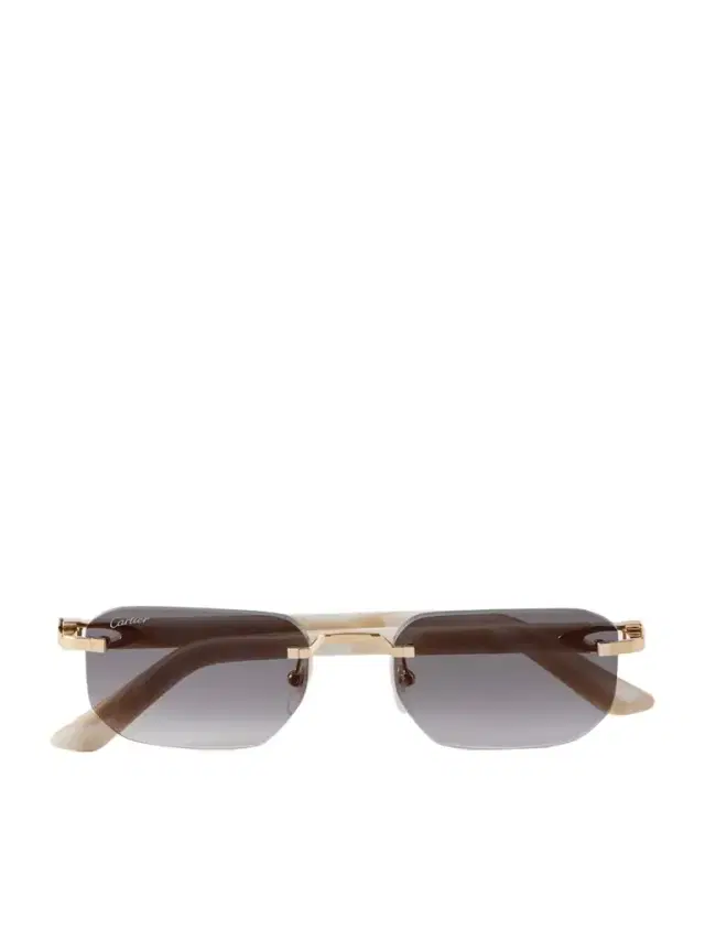 Cartier Eyewear Signature C Rimless Rectangular-frame Gold-tone And Acetate Sunglasses