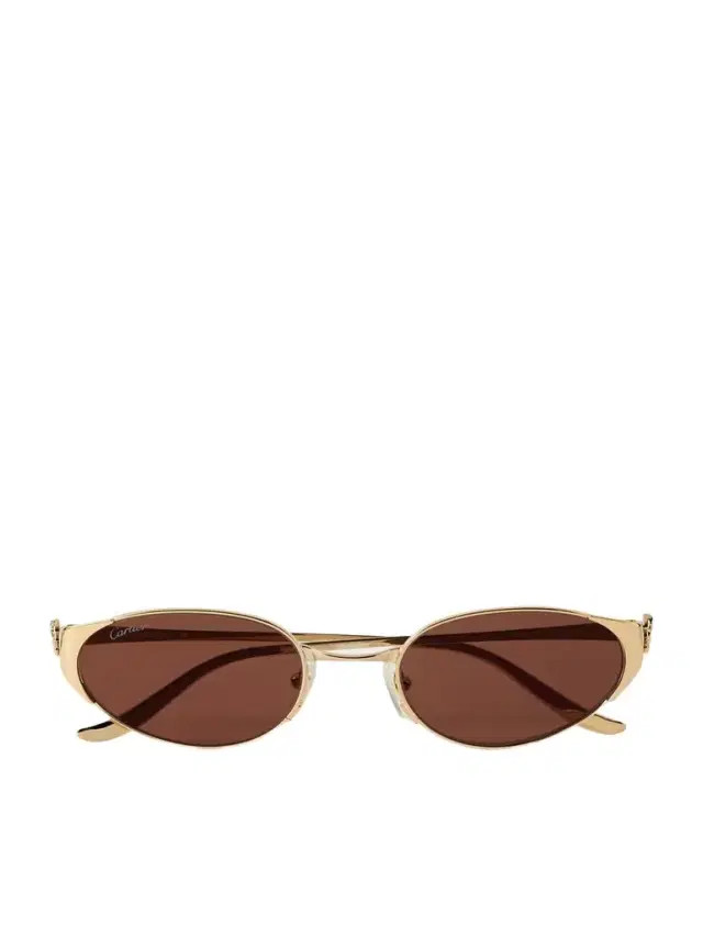 Panthère De Cartier Oval-frame Gold-tone Sunglasses