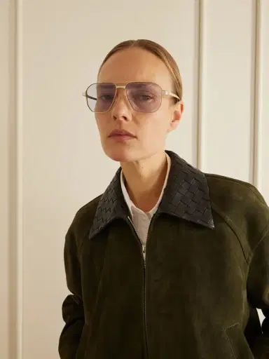 Cartier Eyewear Santos De Cartier Gold- And Silver-tone Aviator-style Sunglasses | Thumbnail 2