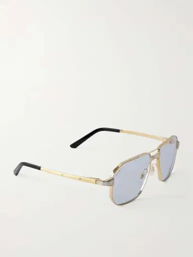 Cartier Eyewear Santos De Cartier Gold- And Silver-tone Aviator-style Sunglasses | Thumbnail 3