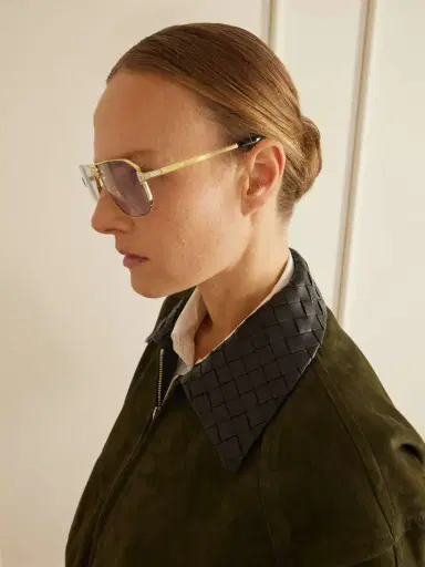 Cartier Eyewear Santos De Cartier Gold- And Silver-tone Aviator-style Sunglasses | Thumbnail 4