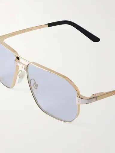 Cartier Eyewear Santos De Cartier Gold- And Silver-tone Aviator-style Sunglasses | Thumbnail 5