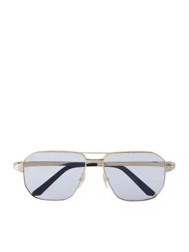Cartier Eyewear Santos De Cartier Gold- And Silver-tone Aviator-style Sunglasses | Thumbnail 1