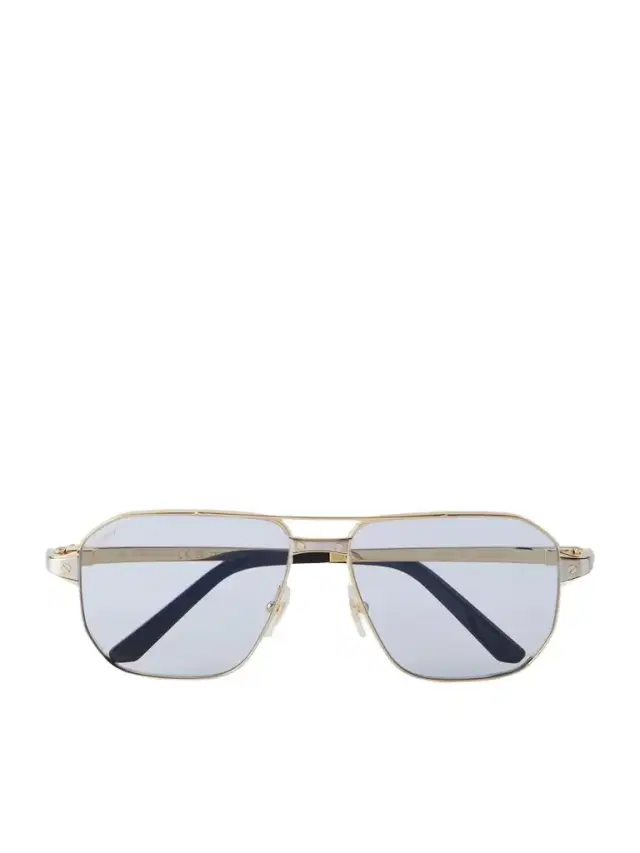 Cartier Eyewear Santos De Cartier Gold- And Silver-tone Aviator-style Sunglasses