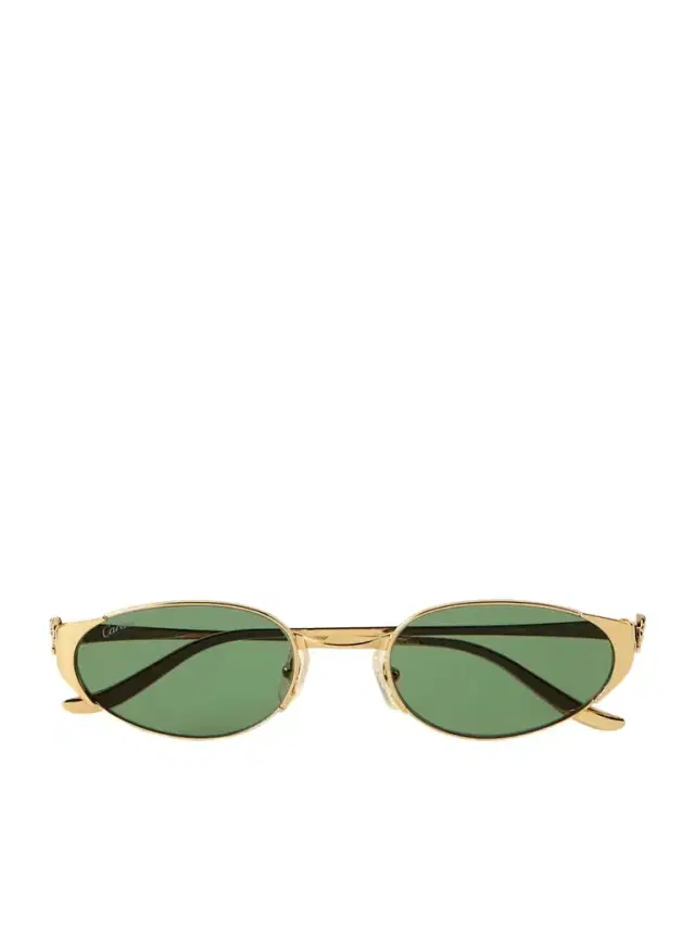 Cartier Eyewear Panthère De Cartier Oval-frame Gold-tone Sunglasses