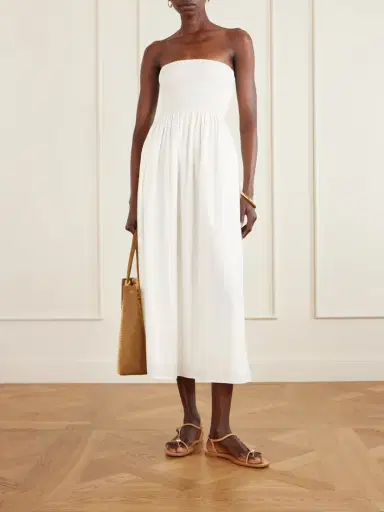 Faithfull Jamie Strapless Shirred Cotton-poplin Midi Dress | Thumbnail 2 Faithfull Jamie Strapless Shirred Cotton-poplin Midi Dress | Thumbnail 2
