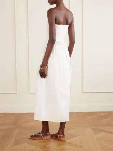 Faithfull Jamie Strapless Shirred Cotton-poplin Midi Dress | Thumbnail 3 Faithfull Jamie Strapless Shirred Cotton-poplin Midi Dress | Thumbnail 3