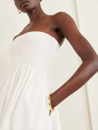 Faithfull Jamie Strapless Shirred Cotton-poplin Midi Dress | Thumbnail 4 Faithfull Jamie Strapless Shirred Cotton-poplin Midi Dress | Thumbnail 4