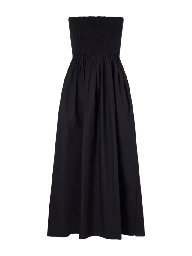 Faithfull Jamie Strapless Shirred Cotton-poplin Midi Dress