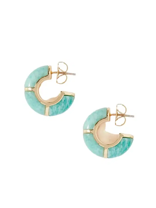 Zellige Gold-plated Amazonite Hoop Earrings