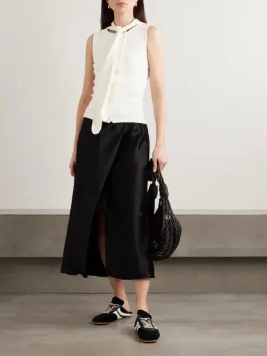Lemaire Tie-neck Ribbed Stretch-cotton And Linen-blend Jersey Top | Thumbnail 2 Lemaire Tie-neck Ribbed Stretch-cotton And Linen-blend Jersey Top | Thumbnail 2