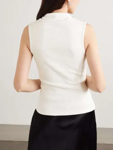 Lemaire Tie-neck Ribbed Stretch-cotton And Linen-blend Jersey Top | Thumbnail 4 Lemaire Tie-neck Ribbed Stretch-cotton And Linen-blend Jersey Top | Thumbnail 4