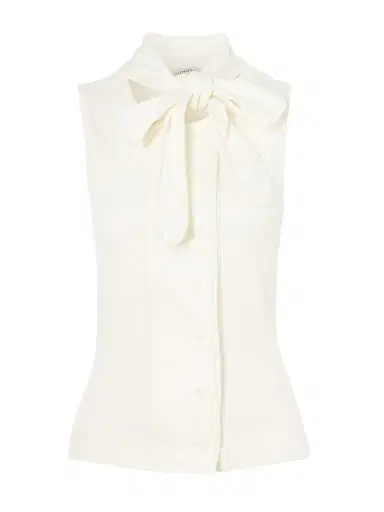 Lemaire Tie-neck Ribbed Stretch-cotton And Linen-blend Jersey Top | Thumbnail 1 Lemaire Tie-neck Ribbed Stretch-cotton And Linen-blend Jersey Top | Thumbnail 1