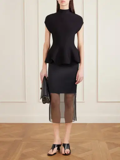 Khaite Sybil Layered Frayed Satin-crepe And Organza Midi Skirt | Thumbnail 2
