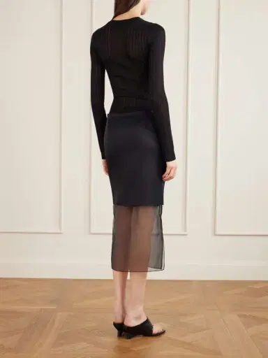 Khaite Sybil Layered Frayed Satin-crepe And Organza Midi Skirt | Thumbnail 4