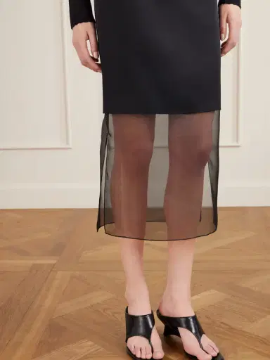 Khaite Sybil Layered Frayed Satin-crepe And Organza Midi Skirt | Thumbnail 5