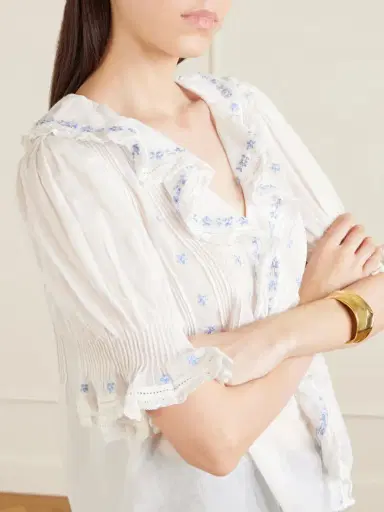 DÔEN Hettie Lace-trimmed Embroidered Organic Cotton-voile Blouse | Thumbnail 5 DÔEN Hettie Lace-trimmed Embroidered Organic Cotton-voile Blouse | Thumbnail 5