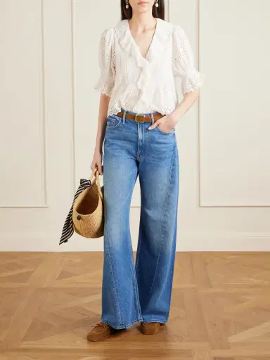 DÔEN Henri Ruffled Pintucked Broderie Anglaise Cotton Top | Thumbnail 2 DÔEN Henri Ruffled Pintucked Broderie Anglaise Cotton Top | Thumbnail 2