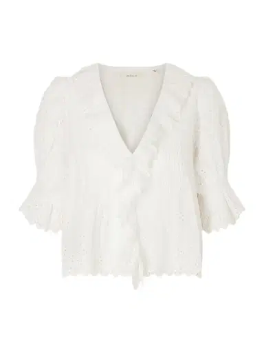 DÔEN Henri Ruffled Pintucked Broderie Anglaise Cotton Top | Thumbnail 1 DÔEN Henri Ruffled Pintucked Broderie Anglaise Cotton Top | Thumbnail 1