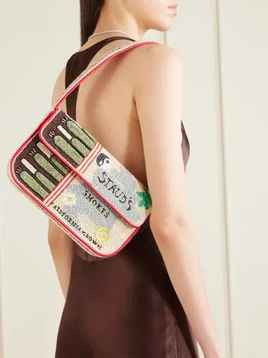 Staud Tommy Beaded Embroidered Satin Shoulder Bag | Thumbnail 2