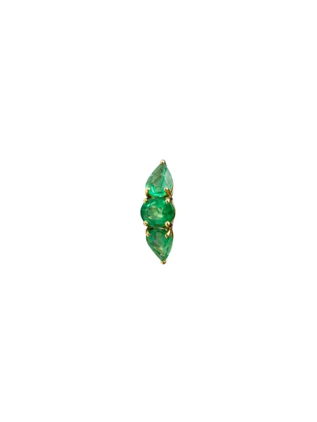 1.76ct Emerald 18K Gold Three Stones Ear Cuff