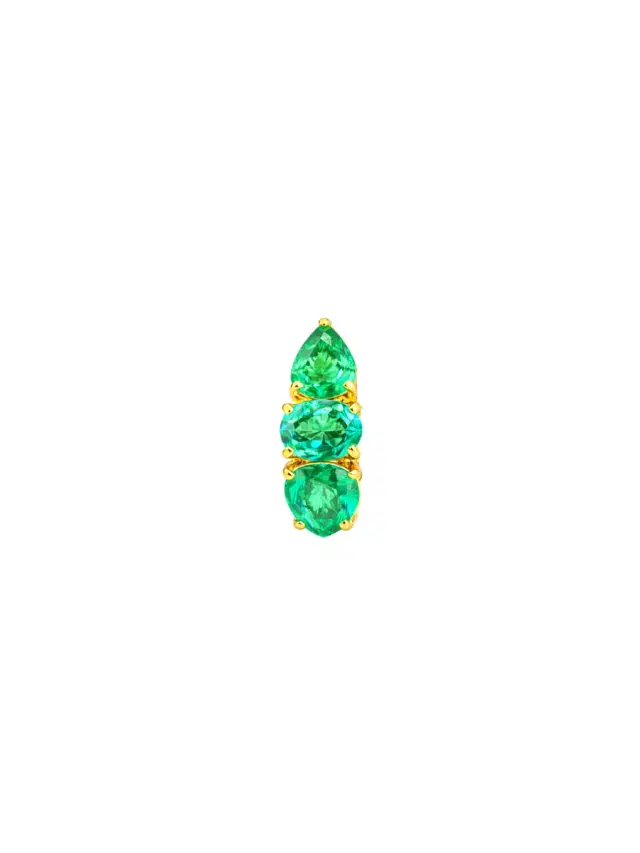 2.18ct Emerald 18K Gold Three Stones Ear Cuff