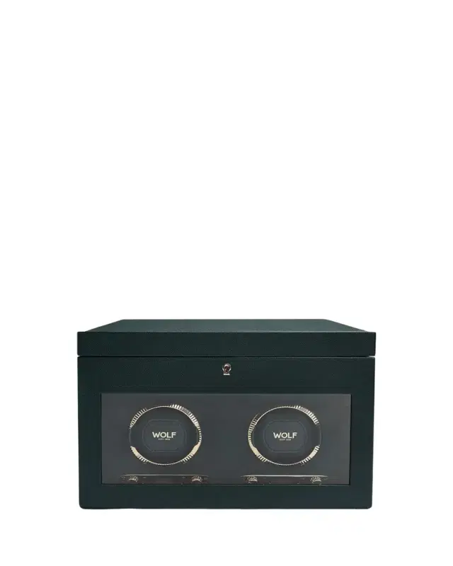 WOLF British Racing Double Watch Winder with Storage