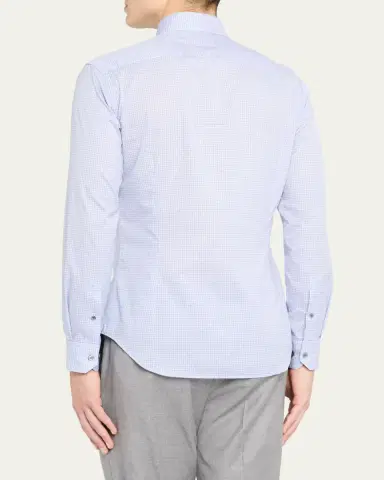 Giorgio Armani Men's Micro-Plaid Cotton Dress Shirt | Thumbnail 3 Giorgio Armani Men's Micro-Plaid Cotton Dress Shirt | Thumbnail 3
