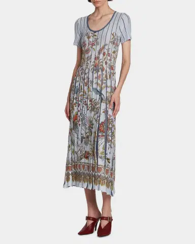 Etro Floral-Print Pleated Short-Sleeve Midi Dress | Thumbnail 11 Etro Floral-Print Pleated Short-Sleeve Midi Dress | Thumbnail 11