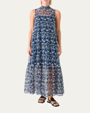 Akris punto Scribble Embroidered Tulle Sleeveless Maxi Dress | Thumbnail 2