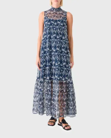 Akris punto Scribble Embroidered Tulle Sleeveless Maxi Dress | Thumbnail 6