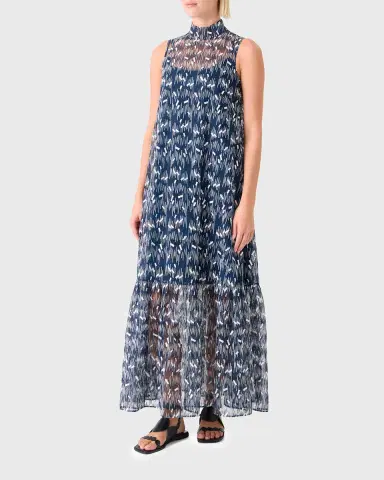 Akris punto Scribble Embroidered Tulle Sleeveless Maxi Dress | Thumbnail 8
