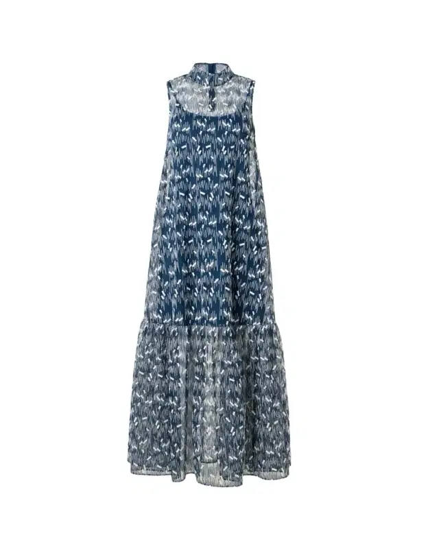 Akris punto Scribble Embroidered Tulle Sleeveless Maxi Dress