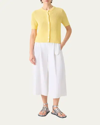 Akris punto Striped Mesh Knit Short-Sleeve Crewneck Cardigan | Thumbnail 2 Akris punto Striped Mesh Knit Short-Sleeve Crewneck Cardigan | Thumbnail 2
