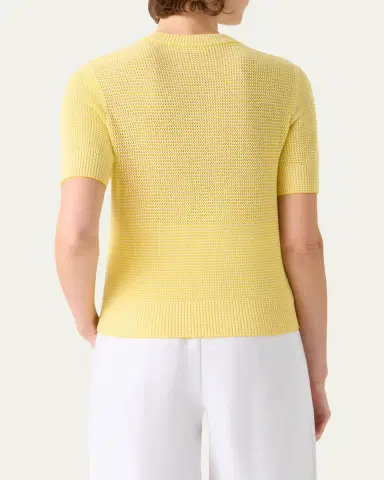 Akris punto Striped Mesh Knit Short-Sleeve Crewneck Cardigan | Thumbnail 3 Akris punto Striped Mesh Knit Short-Sleeve Crewneck Cardigan | Thumbnail 3