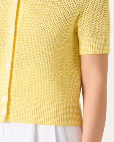 Akris punto Striped Mesh Knit Short-Sleeve Crewneck Cardigan | Thumbnail 5 Akris punto Striped Mesh Knit Short-Sleeve Crewneck Cardigan | Thumbnail 5