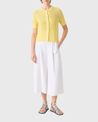 Akris punto Striped Mesh Knit Short-Sleeve Crewneck Cardigan | Thumbnail 6 Akris punto Striped Mesh Knit Short-Sleeve Crewneck Cardigan | Thumbnail 6