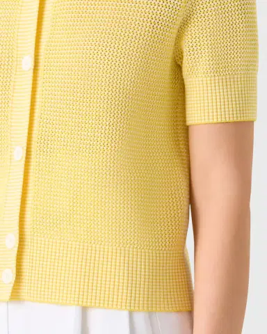 Akris punto Striped Mesh Knit Short-Sleeve Crewneck Cardigan | Thumbnail 9 Akris punto Striped Mesh Knit Short-Sleeve Crewneck Cardigan | Thumbnail 9