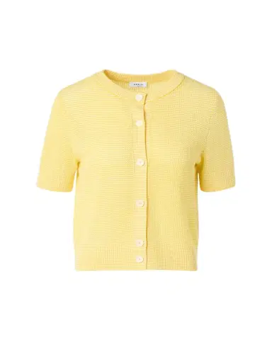 Akris punto Striped Mesh Knit Short-Sleeve Crewneck Cardigan | Thumbnail 1 Akris punto Striped Mesh Knit Short-Sleeve Crewneck Cardigan | Thumbnail 1