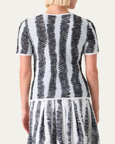 Akris punto 3D Scribble Jacquard Knit Short-Sleeve Sweater | Thumbnail 3 Akris punto 3D Scribble Jacquard Knit Short-Sleeve Sweater | Thumbnail 3