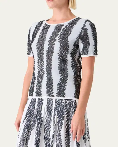 Akris punto 3D Scribble Jacquard Knit Short-Sleeve Sweater | Thumbnail 4 Akris punto 3D Scribble Jacquard Knit Short-Sleeve Sweater | Thumbnail 4