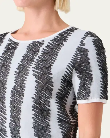 Akris punto 3D Scribble Jacquard Knit Short-Sleeve Sweater | Thumbnail 5 Akris punto 3D Scribble Jacquard Knit Short-Sleeve Sweater | Thumbnail 5