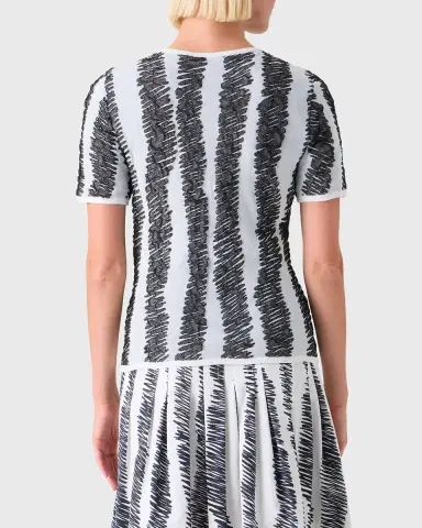 Akris punto 3D Scribble Jacquard Knit Short-Sleeve Sweater | Thumbnail 7 Akris punto 3D Scribble Jacquard Knit Short-Sleeve Sweater | Thumbnail 7