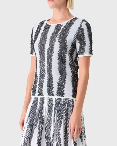Akris punto 3D Scribble Jacquard Knit Short-Sleeve Sweater | Thumbnail 8 Akris punto 3D Scribble Jacquard Knit Short-Sleeve Sweater | Thumbnail 8