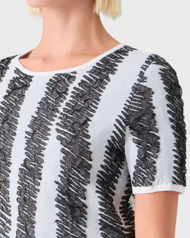 Akris punto 3D Scribble Jacquard Knit Short-Sleeve Sweater | Thumbnail 9 Akris punto 3D Scribble Jacquard Knit Short-Sleeve Sweater | Thumbnail 9