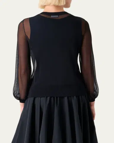 Akris punto Sheer Knit Crewneck Cardigan | Thumbnail 2